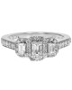 Emerald Cut and Round Diamond Halo Engagement Ring